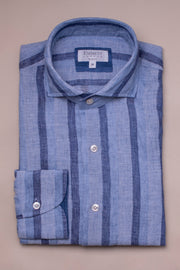 Light Blue Linen Stripes Shirt