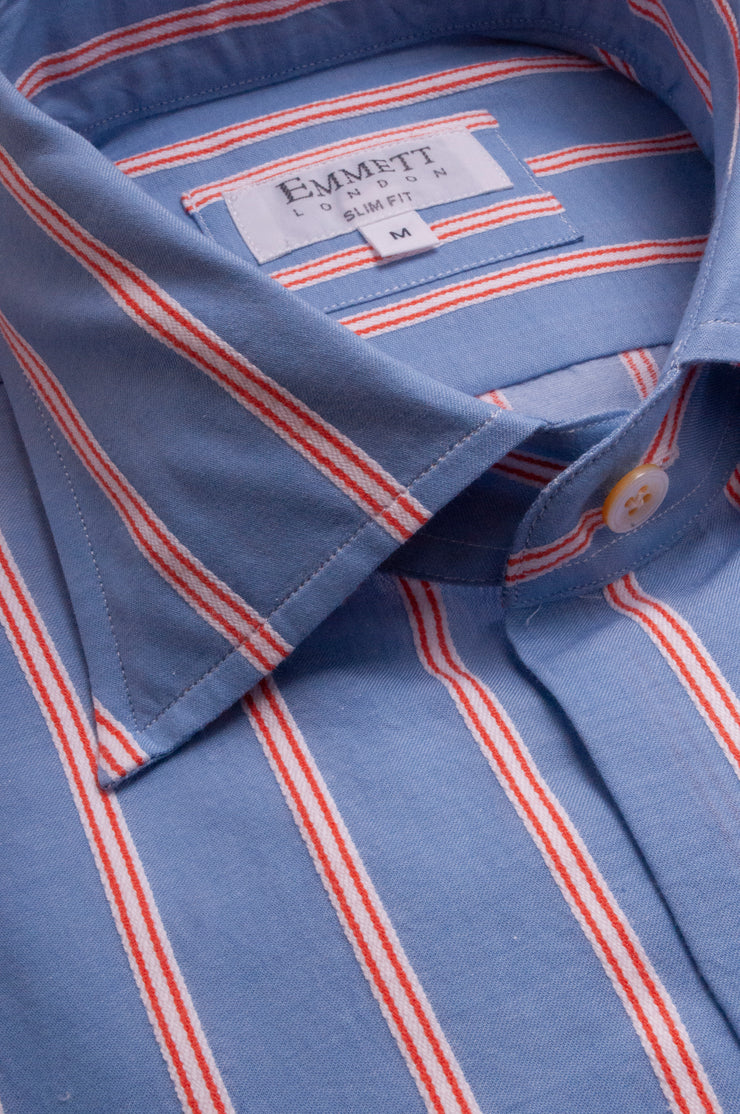 Light Blue With Orange Stripe Shirt