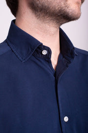 Dark Blue Pique Polo Shirt