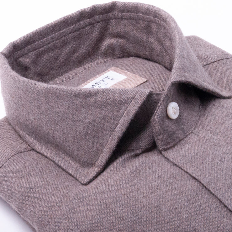 Dark Beige Brushed Cotton Shirt