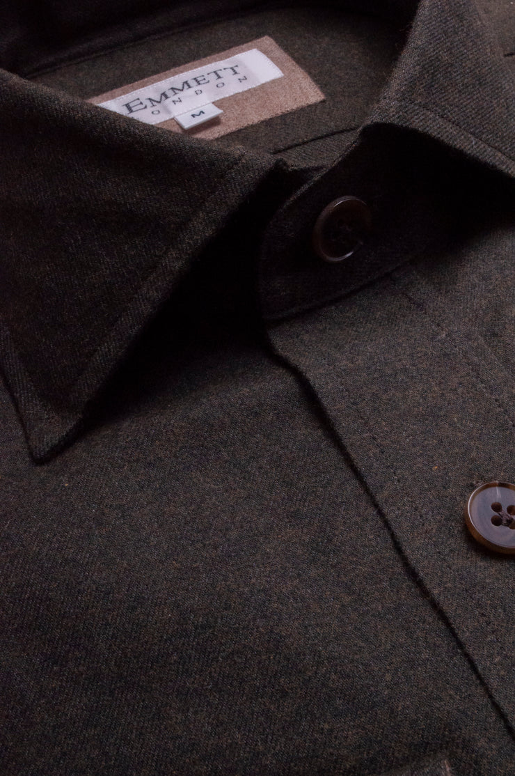 Dark Green Brushed Cotton Shirt