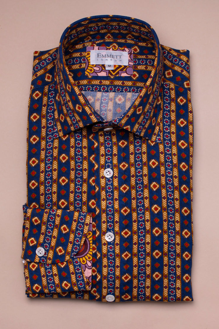 Navy Geometric Print Shirt