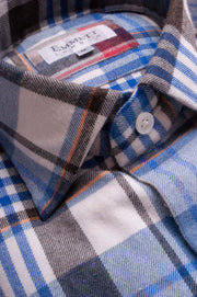 Blue Brushed Cotton Checks Shirt