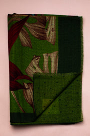 Bold Green Flower Wool Scarf