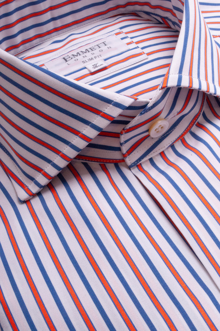 Blue and Orange Striped Shirt