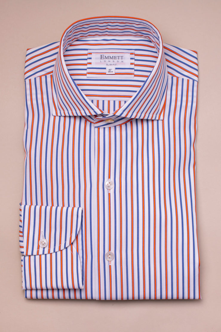 Blue And Orange Striped Shirt Shirt