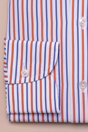 Blue and Orange Striped Shirt