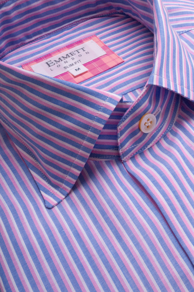 Light Pink And Blue Stripes Shirt