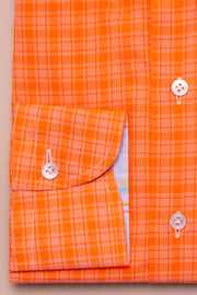Orange And White Checks Shirt