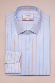 Light Brown On Blue Stripe Shirt