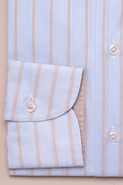 Light Brown On Blue Stripe Shirt