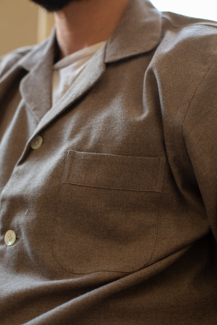Dark Beige Brushed Cotton Pyjamas