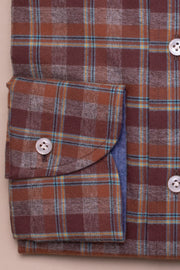 Mixed Brown Brushed Cotton Check Shirt