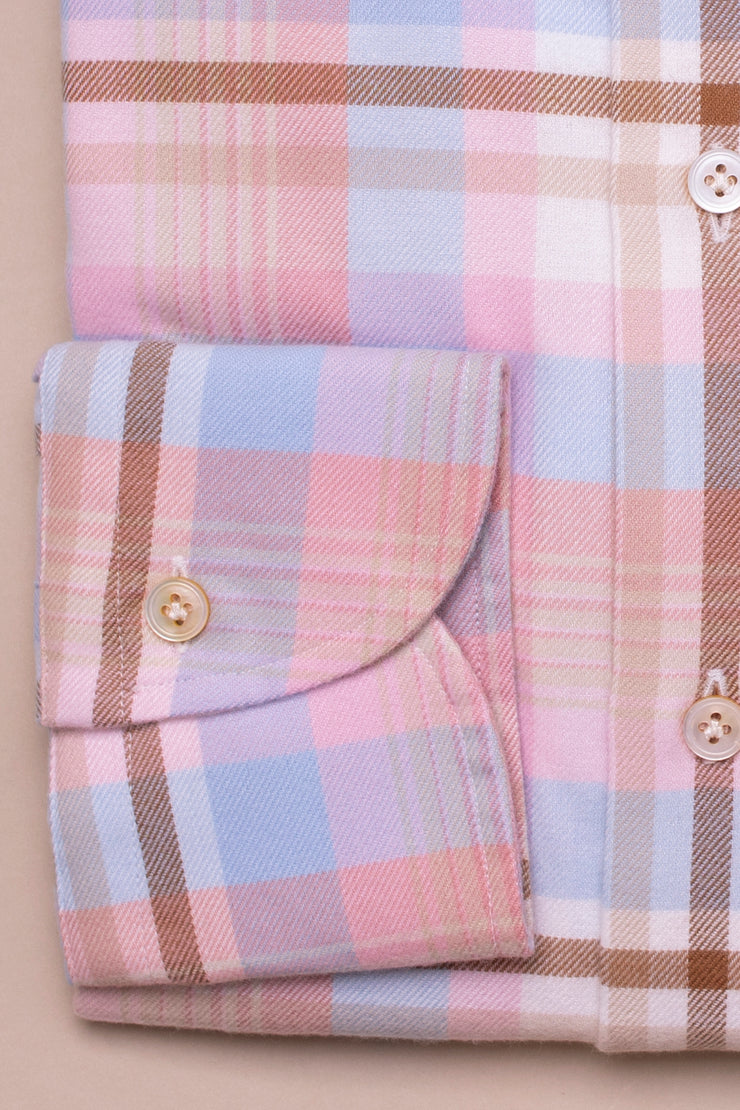 Pink And Blue Brushed check Shirt