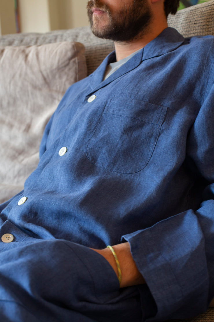 Mid Blue Linen Pyjama