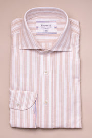 Beige Striped Oxford Shirt