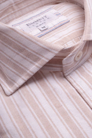 Beige Striped Oxford Shirt