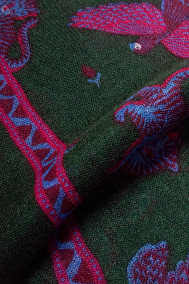 Green And Pink Printed Cashmere Scarf