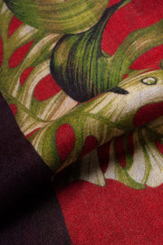 Red And Green Floral Printed Cashmere Scarf