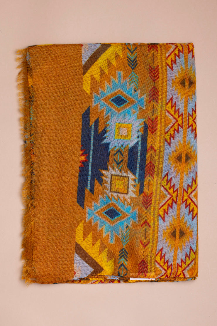 Yellow Printed Cashmere Scarf