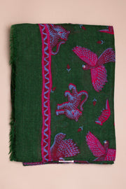 Green And Pink Printed Cashmere Scarf