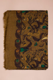 Dark Green Deer Printed Cashmere Scarf