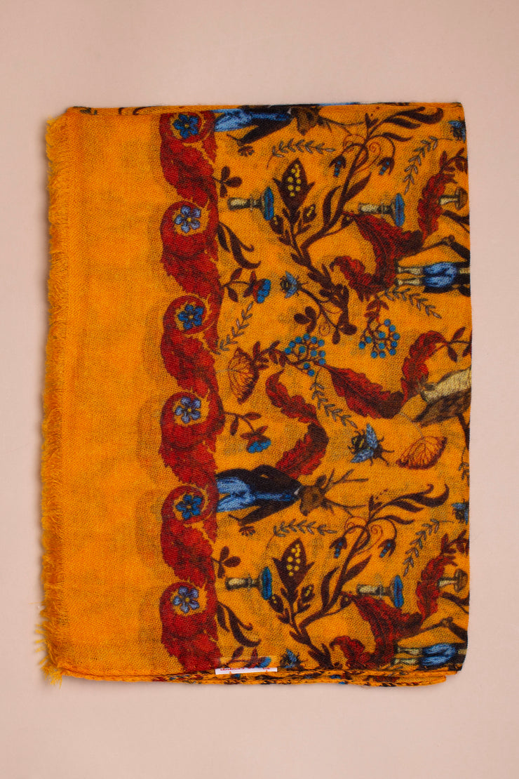 Yellow Deer Printed Cashmere Scarf