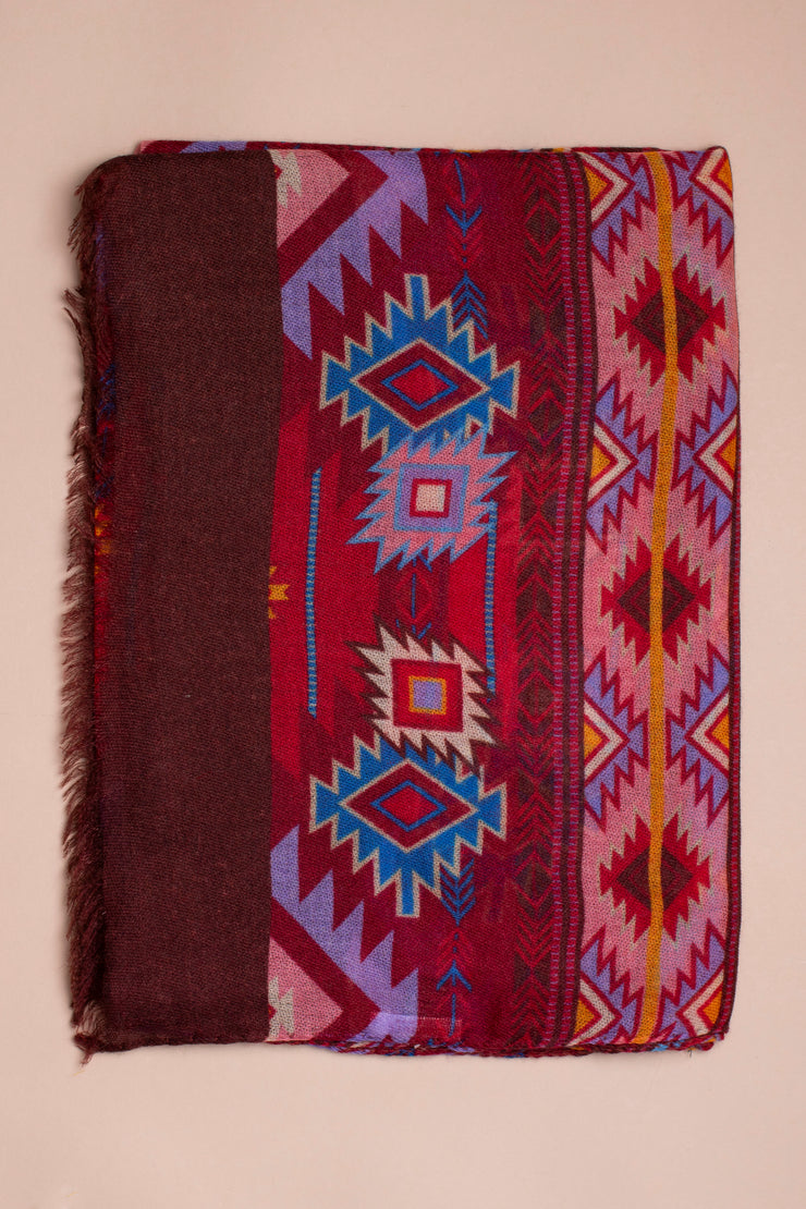Red Printed Cashmere Scarf