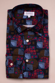 Bold Blue Shapes Printed Shirt