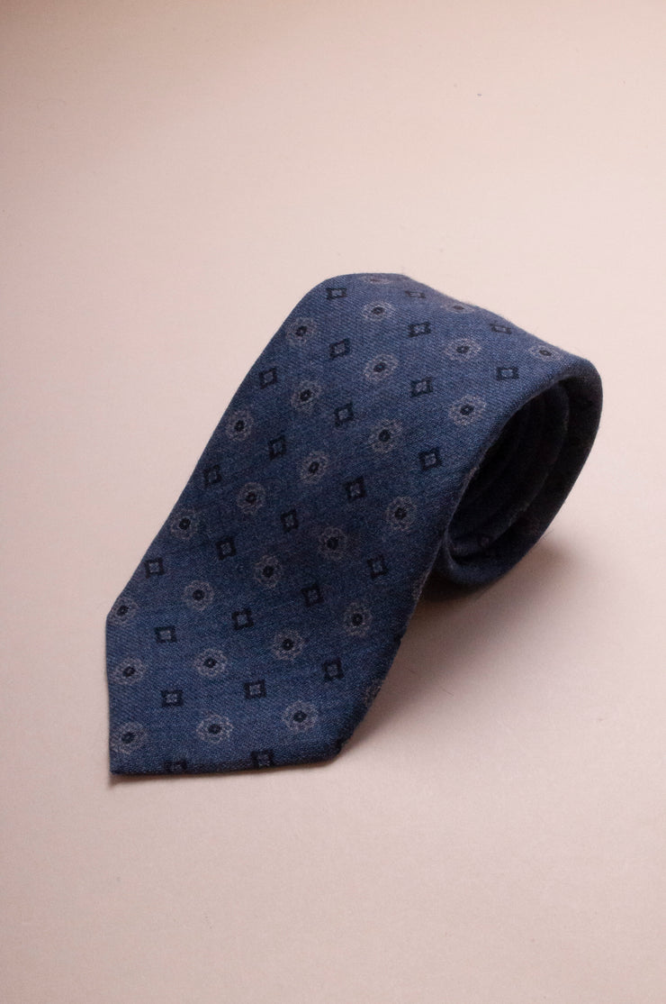 Blue On Blue Design Wool Tie