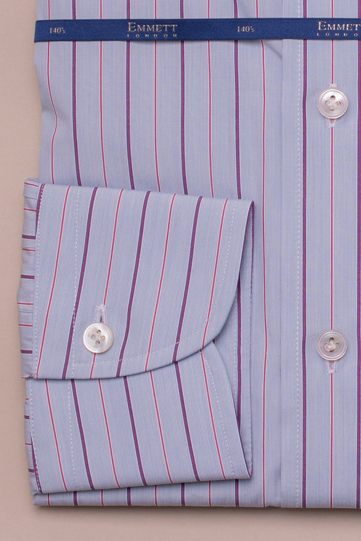 Pink And Blue 140s Striped Shirt