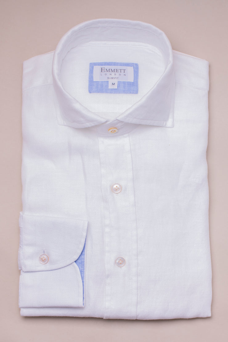 White Twill Linen Shirt