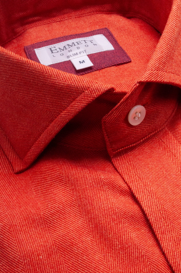 Supersoft Orange Herringbone Shirt