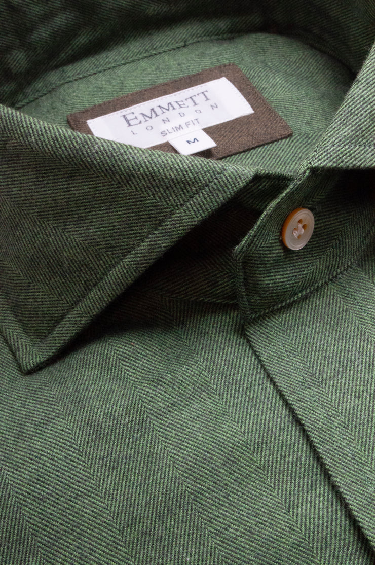 Supersoft Green Herringbone Shirt