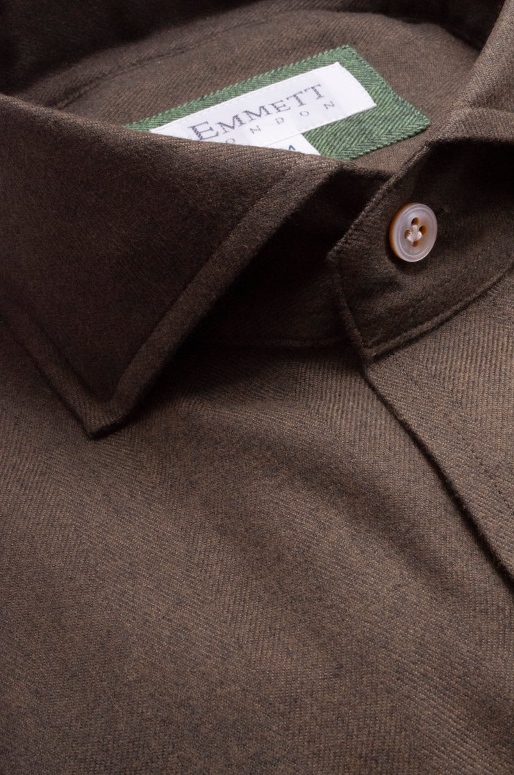 Supersoft Dark Green Herringbone Shirt