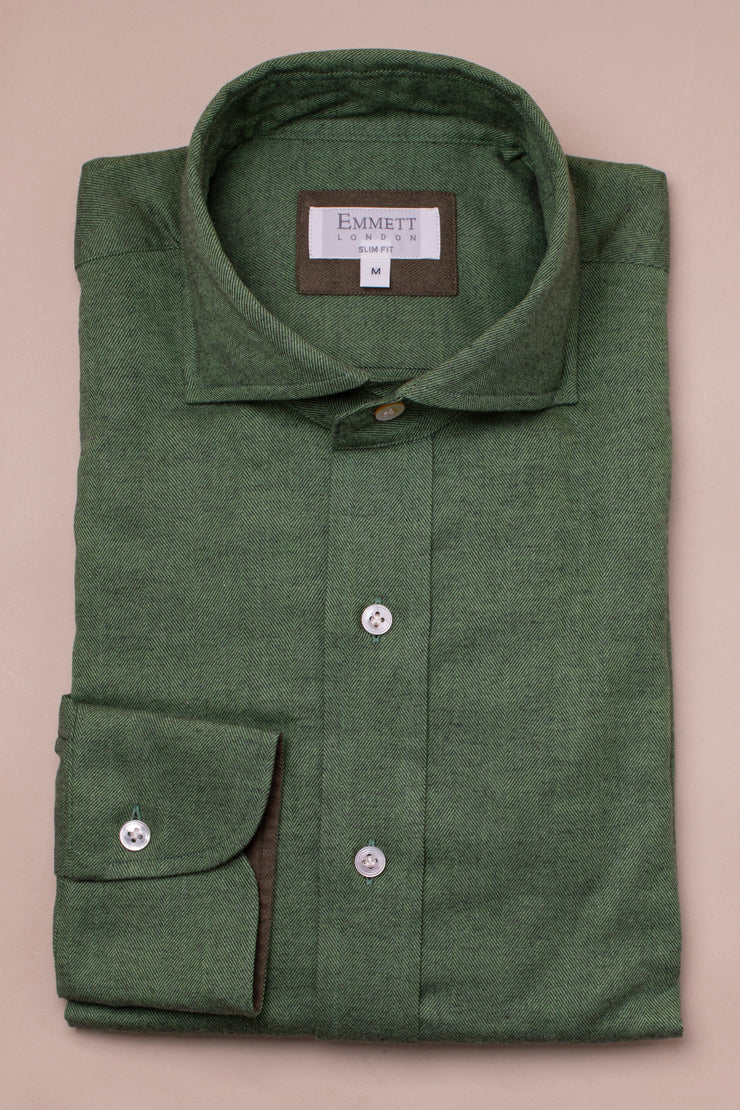 Supersoft Green Herringbone Shirt