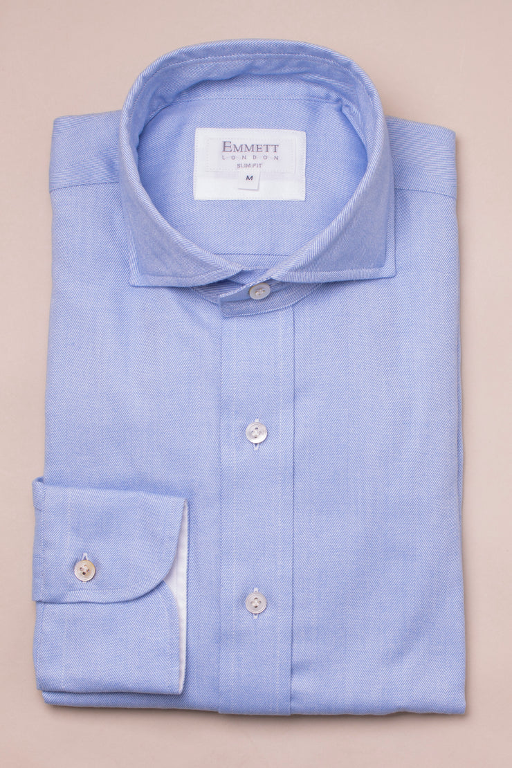 Supersoft Blue Herringbone Shirt