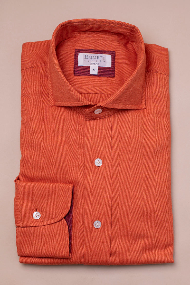 Supersoft Orange Herringbone Shirt