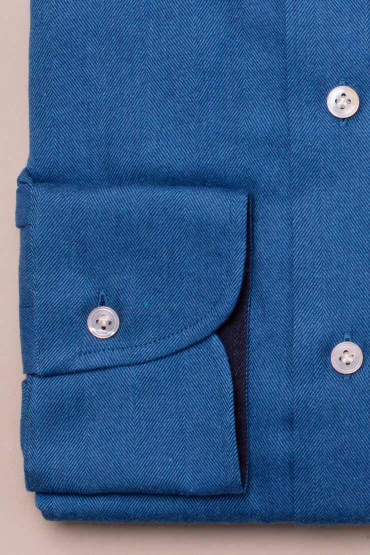 Supersoft Mid Blue Herringbone Shirt