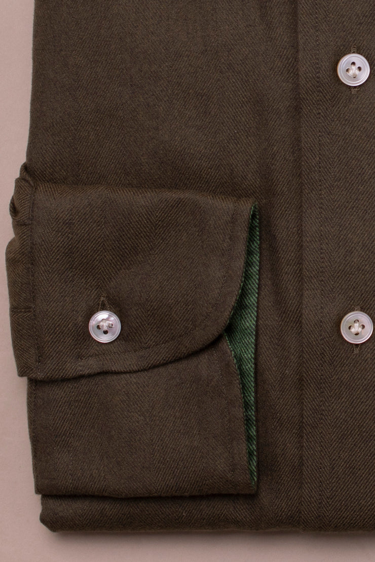 Supersoft Dark Green Herringbone Shirt
