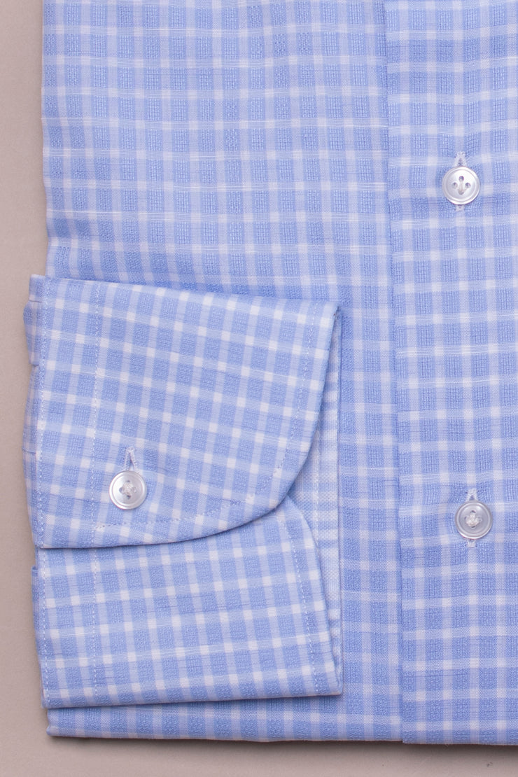 White And Blue Casual Checked Shirt