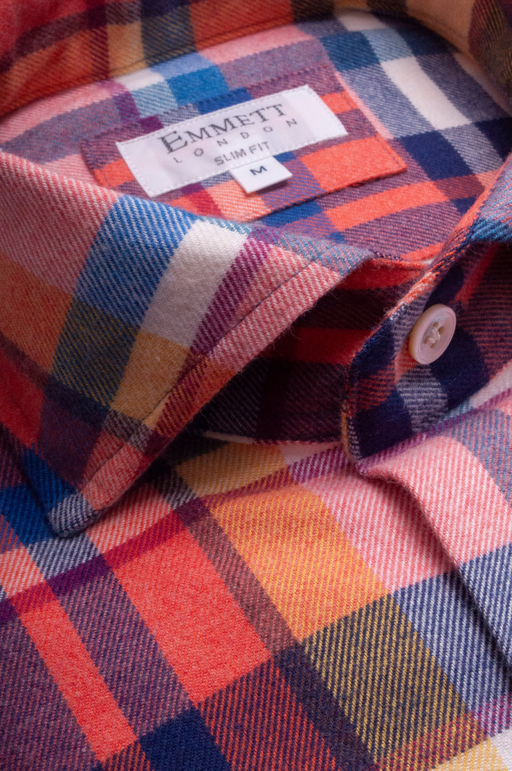 Red And Blue Brushed Cotton Check Shirt