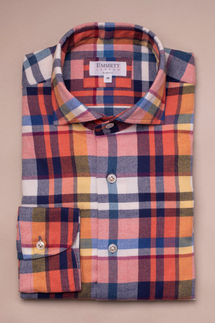 Red And Blue Brushed Cotton Check Shirt