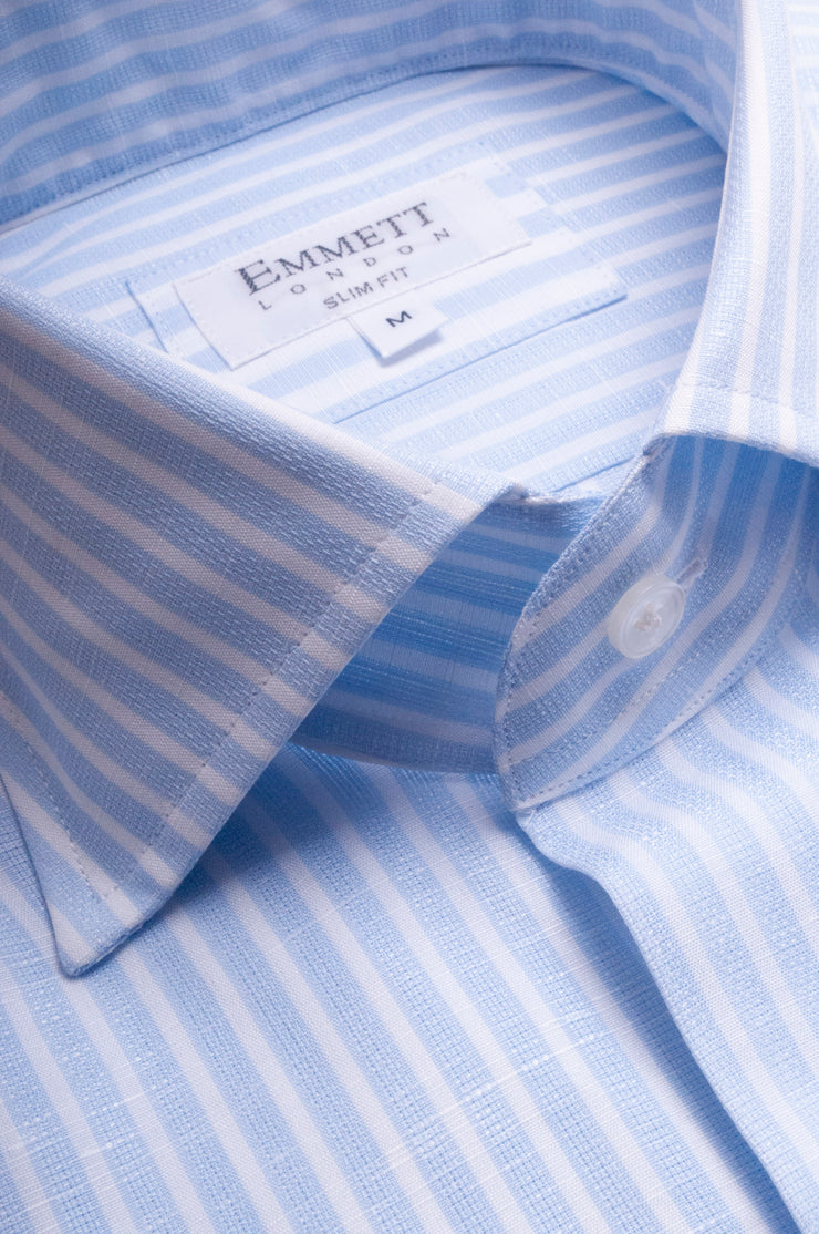 Fine White And Blue Casual Stripe Shirt