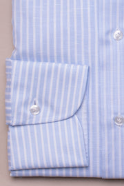 Fine White And Blue Casual Stripe Shirt