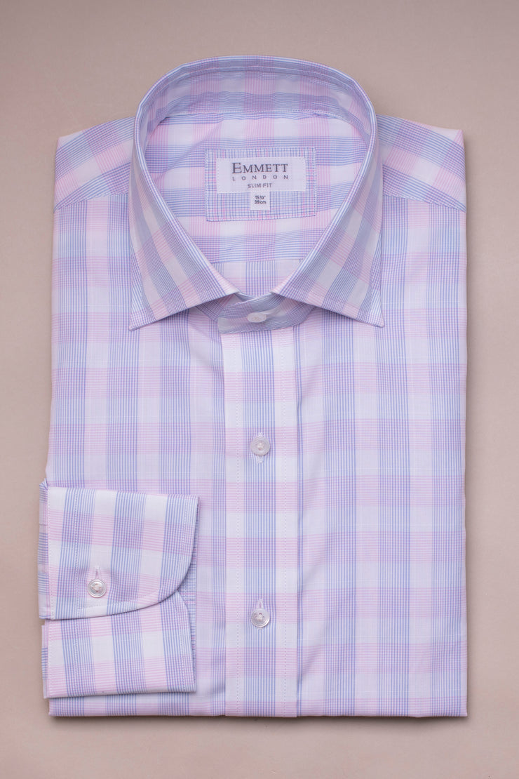 Pink And Blue Checked Shirt