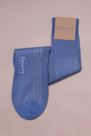 Blue On Blue Striped Cotton Socks