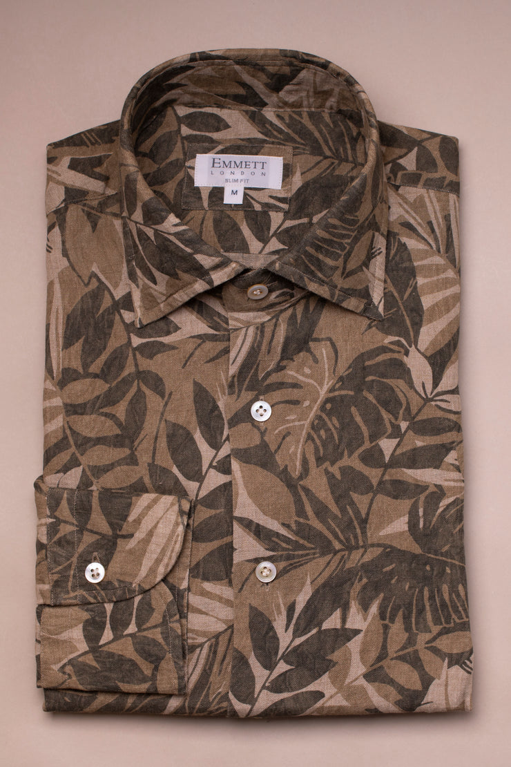 Green Tropical Linen Shirt