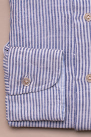 Dark Blue Linen Striped Shirt
