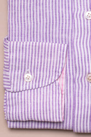 Purple Linen Striped Shirt